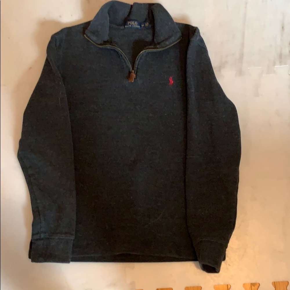 Mens Small Polo Estate-Rib Cotton Pullover